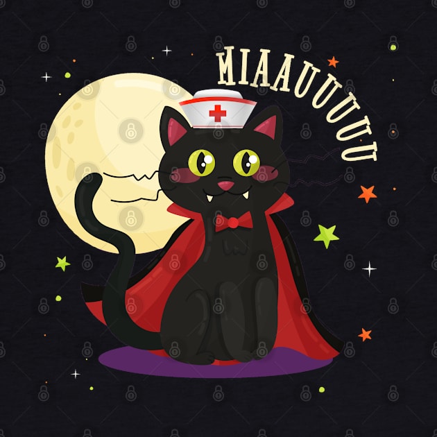 Meow Vampire Funny Cat Nurse Halloween by pho702